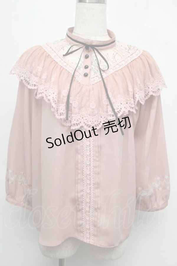 画像1: Rozen Kavalier / Vフリルブラウス  ピンク S-25-08-04-009-OO-BL-SZ-ZS (1)