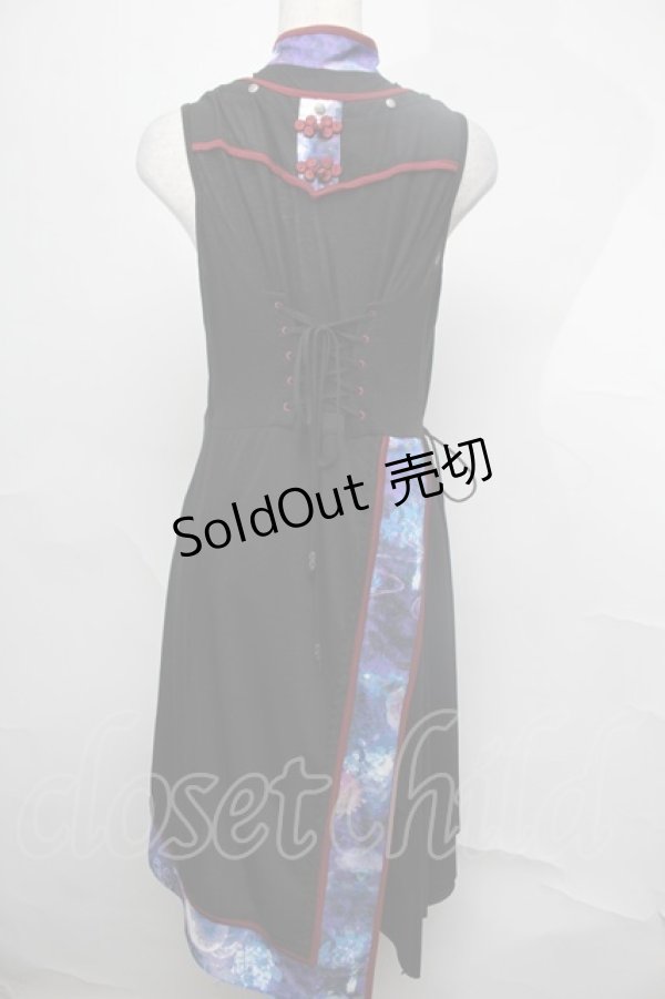 画像2: Ozz oneste / 月光睡蓮ワンピース  黒Ｘ青Ｘボルドー S-25-08-04-014-OO-SK-SA-ZS (2)