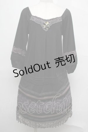 画像: OZZ ANGELO /レースデザインワンピース  黒 S-25-08-04-022-OO-OP-AS-ZS