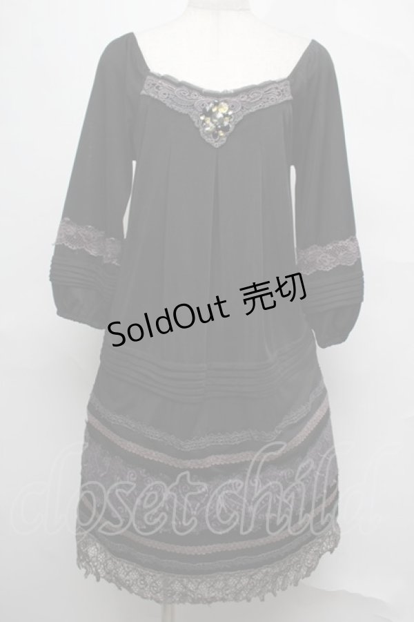 画像1: OZZ ANGELO /レースデザインワンピース  黒 S-25-08-04-022-OO-OP-AS-ZS (1)