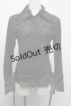 画像: h.naoto Blood / サイドレースアッププリントブラウス  黒 S-25-08-04-028-HN-BL-AS-ZS