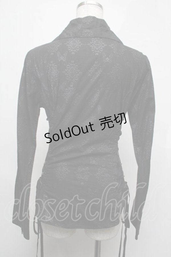 画像2: h.naoto Blood / サイドレースアッププリントブラウス  黒 S-25-08-04-028-HN-BL-AS-ZS (2)