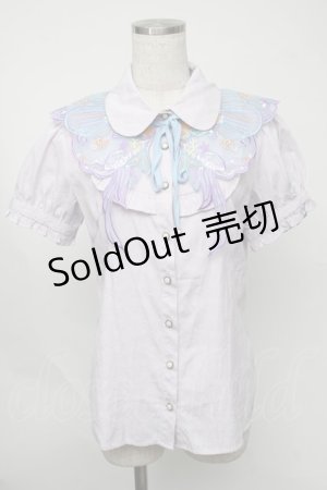 画像: Blue rouge / 海デザイン半袖ブラウス  ラベンダー S-25-08-05-007-CA-BL-HR-ZS