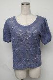 画像1: axes femme / リボンｘパールサマーニット  ブルー S-25-08-05-009-AX-TO-HR-ZS (1)
