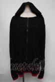 画像1: NieR Clothing / 裾クロスプリントパーカー  黒ｘ赤 S-25-08-05-013-PU-TO-HR-ZS (1)