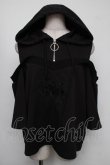 画像1: KRY CLOTHING / 肩あき半袖パーカー  黒 S-25-08-05-016-EL-TO-AS-ZS (1)