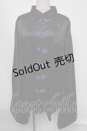 画像: PSYCHO NATION / 振袖チャイナシャツ  黒ｘ紫 S-25-08-05-020-PU-BL-AS-ZS