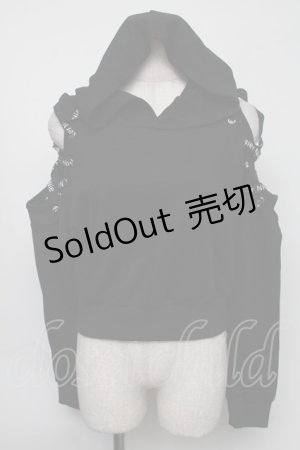 画像: NieR Clothing / レースアップショートプルオーバー  黒 S-25-08-05-023-PU-TO-HR-ZS