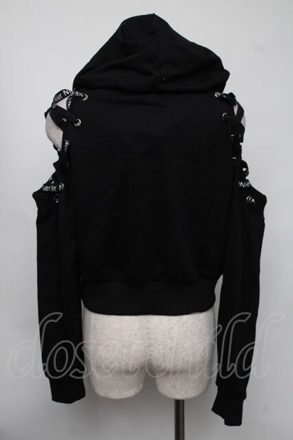 画像2: NieR Clothing / レースアップショートプルオーバー  黒 S-25-08-05-023-PU-TO-HR-ZS (2)
