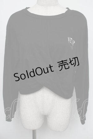 画像: NieR Clothing / 刺繍ショートトップス  黒ｘ白 S-25-08-05-025-PU-TO-HR-ZS