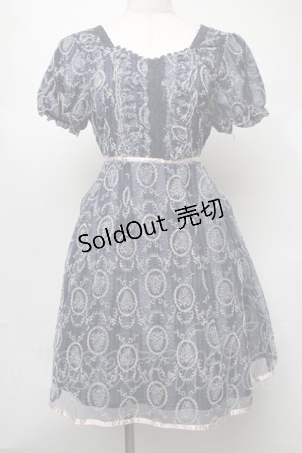 画像1: axes femme / フロッキーワンピース  紺 S-25-08-05-037-AX-OP-HR-ZS (1)