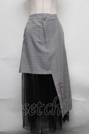 画像: Ank Rouge / チュール切替チェックスカート  グレーｘ黒 S-25-08-07-053-CA-SK-HR-ZS