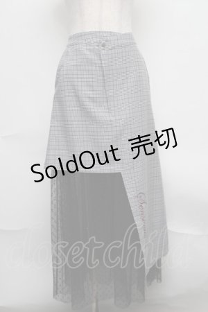 画像: Ank Rouge / チュール切替チェックスカート  グレーｘ黒 S-25-08-07-053-CA-SK-HR-ZT499