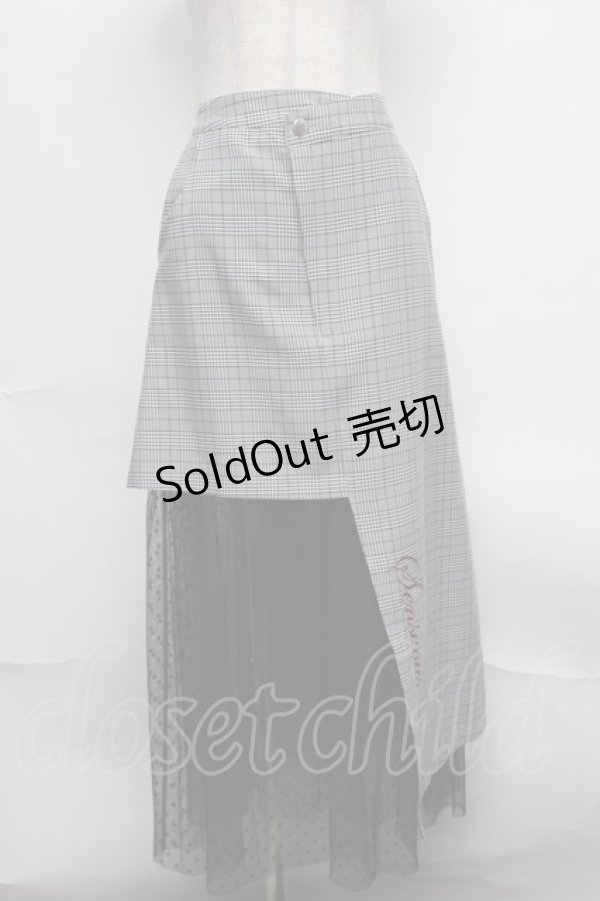 画像1: Ank Rouge / チュール切替チェックスカート  グレーｘ黒 S-25-08-07-053-CA-SK-HR-ZT499 (1)