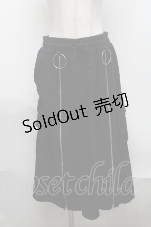 画像: KRY CLOTHING / リング付きロングスウェットスカート  黒 S-25-08-07-057-EL-SK-AS-ZS