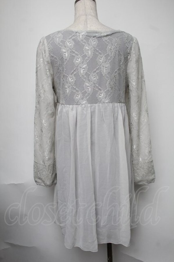 画像2: axes femme / レース重ねカットチュニック  サックス S-25-08-07-006-AX-TO-AS-ZT494 (2)