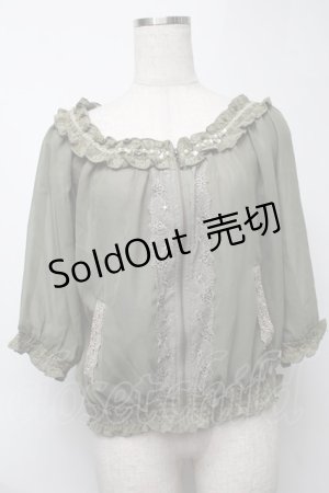 画像: axes femme / シャーリングシフォンブルゾン  カーキ S-25-08-07-012-AX-JA-AS-ZS