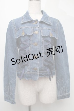 画像: LIZ LISA / レースアップデニムジャケット  ブルー S-25-08-07-019-LO-JA-HR-ZS