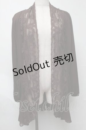 画像: axes femme / 裾プリーツレース切替カーディガン  ブラウン S-25-08-07-022-AX-TO-AS-ZS