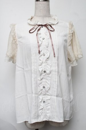 画像: axes femme / 袖レースブラウス  オフ S-25-08-07-003-AX-BL-HR-ZS