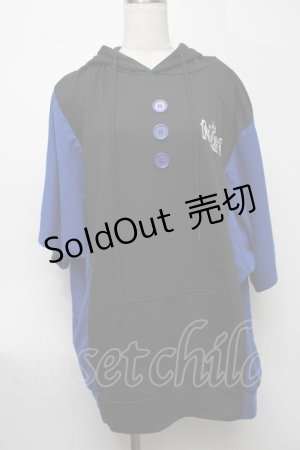 画像: NieR Clothing / 半袖パーカー  黒ｘ青 S-25-08-07-028-PU-TO-AS-ZY