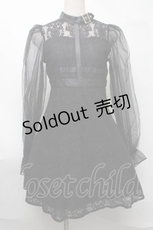 画像: EAT ME / ベルテッドレースワンピース  黒 S-25-08-07-033-LO-OP-HR-ZS
