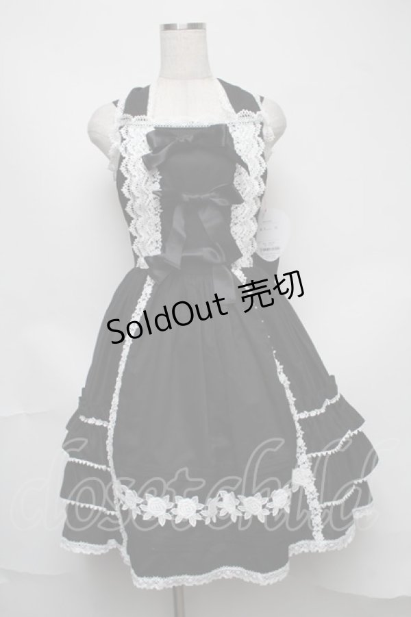 画像1: BABY,THE STARS SHINE BRIGHT / リボンリボンジェラートジャンパースカート  黒ｘ白 S-25-08-07-041-BA-OP-AS-ZS (1)