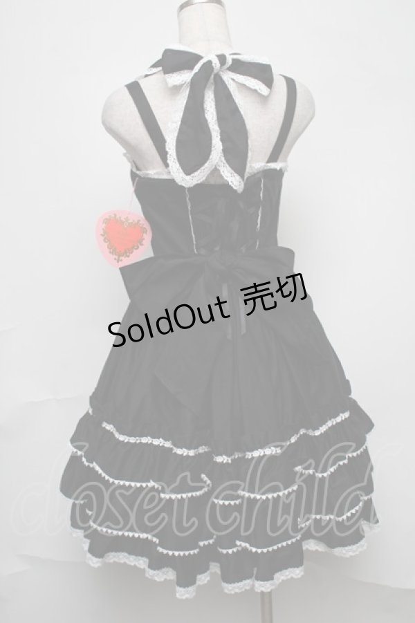 画像2: BABY,THE STARS SHINE BRIGHT / リボンリボンジェラートジャンパースカート  黒ｘ白 S-25-08-07-041-BA-OP-AS-ZS (2)