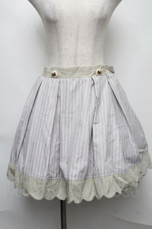 画像1: Blue rouge / ストライプスカート  グレー S-25-08-07-043-CA-SK-AS-ZS (1)