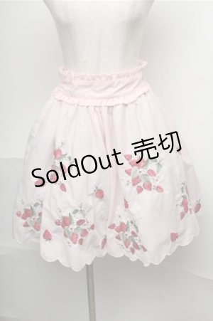 画像: Ank Rouge / いちご刺繍スカラップスカート  ピンク S-25-08-08-053-CA-SK-AS-ZT491