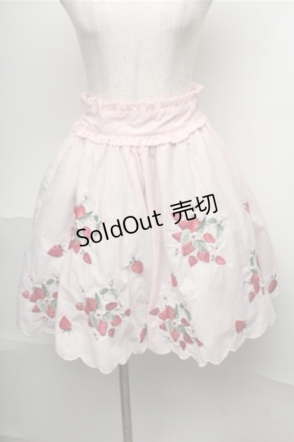 画像1: Ank Rouge / いちご刺繍スカラップスカート  ピンク S-25-08-08-053-CA-SK-AS-ZT491 (1)