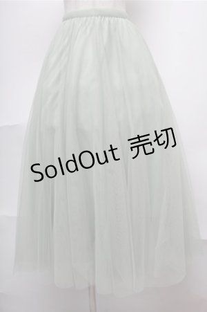 画像: axes femme / ロングチュールスカート  グリーン S-25-08-08-054-AX-SK-AS-ZT442