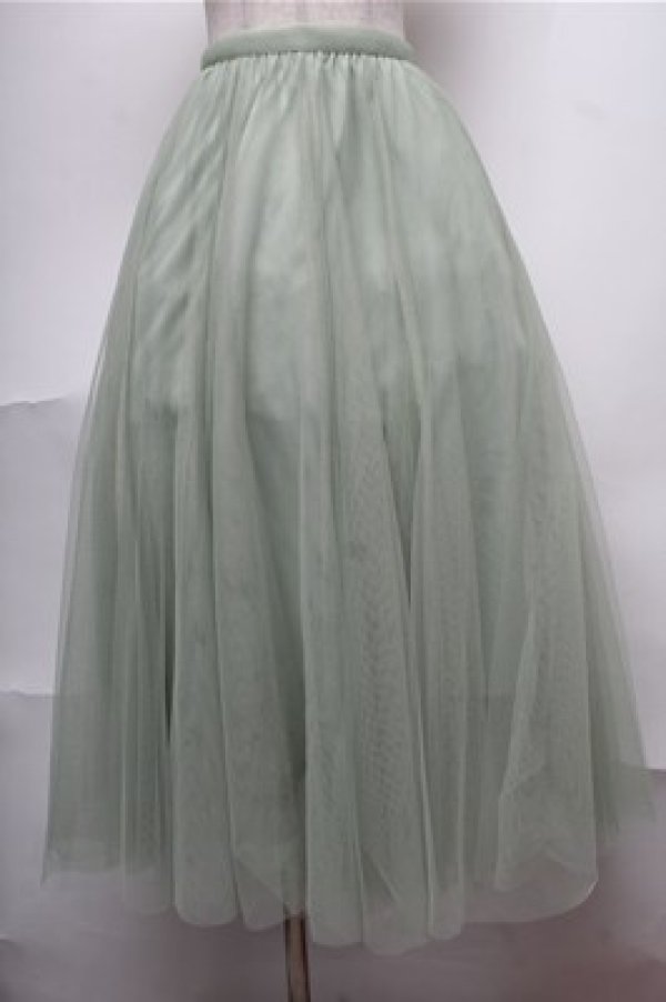 画像1: axes femme / ロングチュールスカート  グリーン S-25-08-08-054-AX-SK-AS-ZT442 (1)