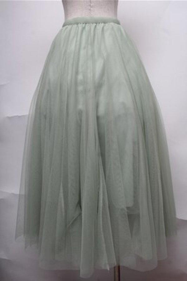 画像2: axes femme / ロングチュールスカート  グリーン S-25-08-08-054-AX-SK-AS-ZT442 (2)