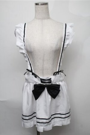 画像: MARBLE / フリルエプロン  白ｘ黒 S-25-08-08-063-GO-SK-AS-ZS