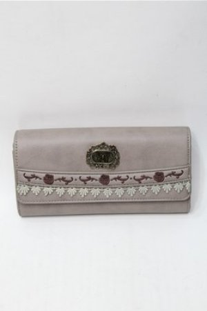 画像: axes femme / バラ刺繍長財布  グレージュ S-25-08-08-013-AX-ZA-AS-ZS