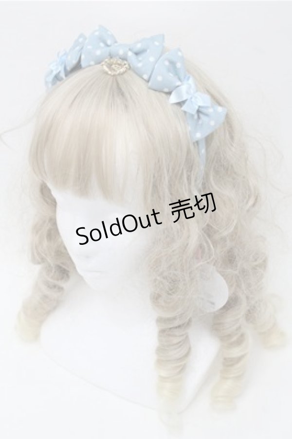 画像1: BABY,THE STARS SHINE BRIGHT / Dotツイルの3つリボンカチューシャ  サックス S-25-08-08-017-BA-AC-AS-ZS (1)