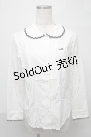 画像: MILK / ロゴ刺繍ブラウス  白 S-25-08-08-036-ML-BL-AS-ZS