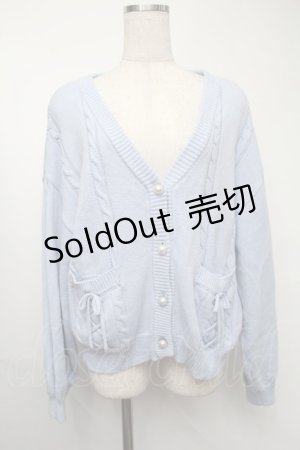 画像: axes femme / ポケットリボンニットカーディガン  サックス S-25-08-09-039-AX-TO-HR-ZS