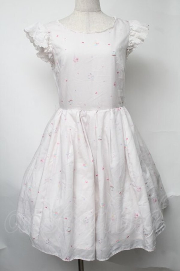 画像1: mille fille closet by LODISPOTTO / アイスクリーム柄ワンピース  ピンク S-25-08-09-044-LO-OP-HR-ZS (1)