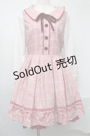 画像: LIZ LISA / グレンチェックローズワンピース  ワイン S-25-08-09-047-LO-OP-AS-ZI