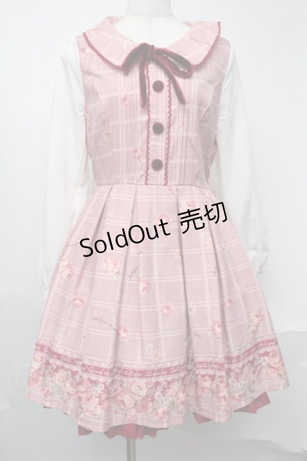 画像1: LIZ LISA / グレンチェックローズワンピース  ワイン S-25-08-09-047-LO-OP-AS-ZI (1)