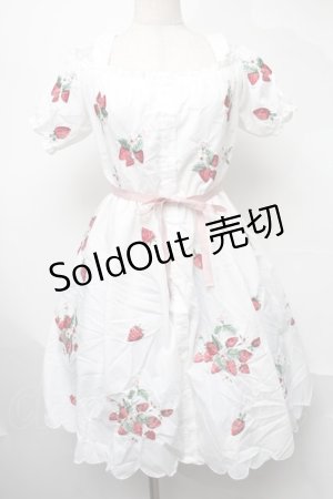 画像: Ank Rouge / ストロベリー刺繍ワンピース  白 S-25-08-09-050-CA-OP-HR-ZS
