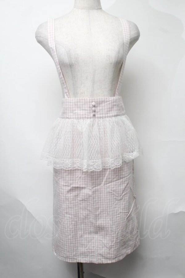 画像1: Ank Rouge / ギンガムサス付きペプラムスカート  ピンク S-25-08-09-058-CA-SK-AS-ZT477 (1)