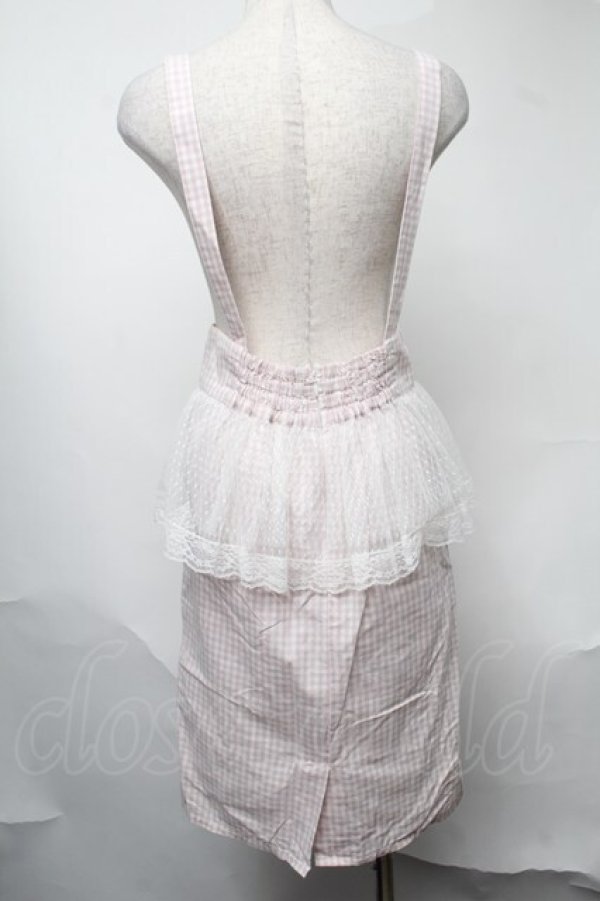 画像2: Ank Rouge / ギンガムサス付きペプラムスカート  ピンク S-25-08-09-058-CA-SK-AS-ZT477 (2)