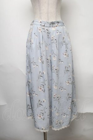 画像: axes femme / 裾レース花柄ワイドパンツ  サックス S-25-08-09-059-AX-PA-HR-ZS