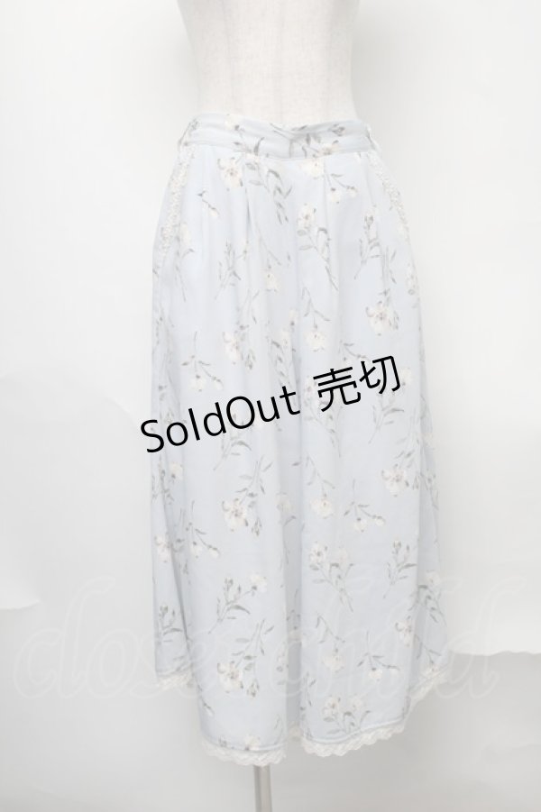 画像1: axes femme / 裾レース花柄ワイドパンツ  サックス S-25-08-09-059-AX-PA-HR-ZS (1)