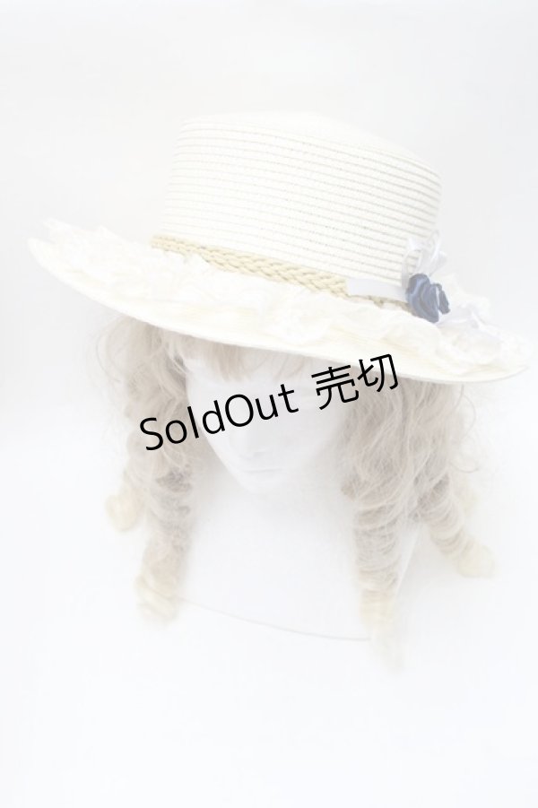 画像1: axes femme / 巻き薔薇レース雑材カンカン帽  キナリ S-25-08-09-010-AX-AC-HR-ZS (1)