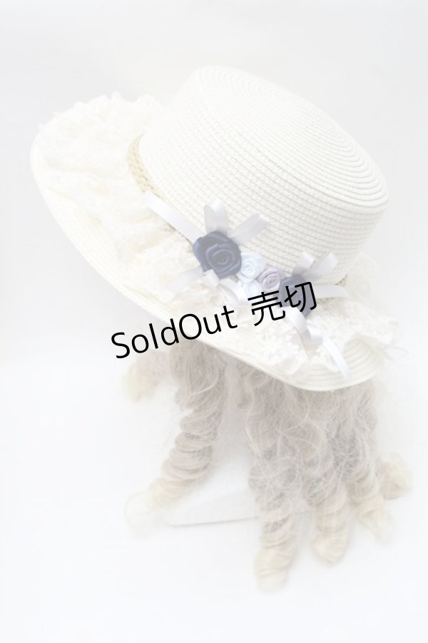 画像2: axes femme / 巻き薔薇レース雑材カンカン帽  キナリ S-25-08-09-010-AX-AC-HR-ZS (2)