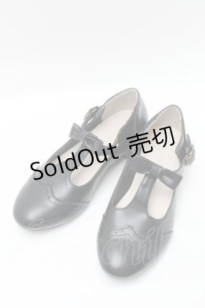 画像: m petit by misako / AMPUリボンストラップパンプス  黒 S-25-08-09-012-LO-SH-HR-ZS